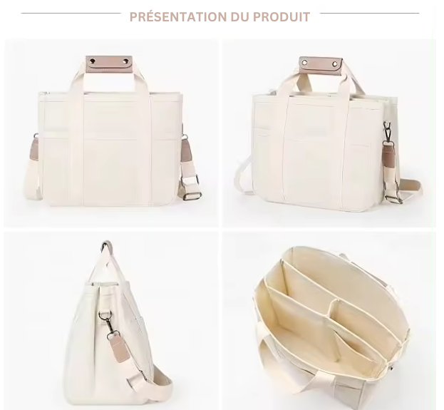 Sac Fourre-tout en Toile Avec Multiples Poches (PROMOTION -40%)