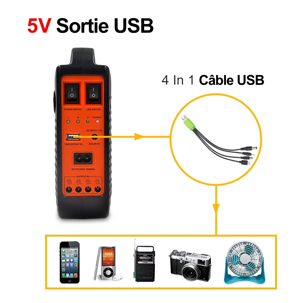 Système d′Éclairage Solaire Portable Avec Radio Bluetooth Speaker (PROMOTION -40%)