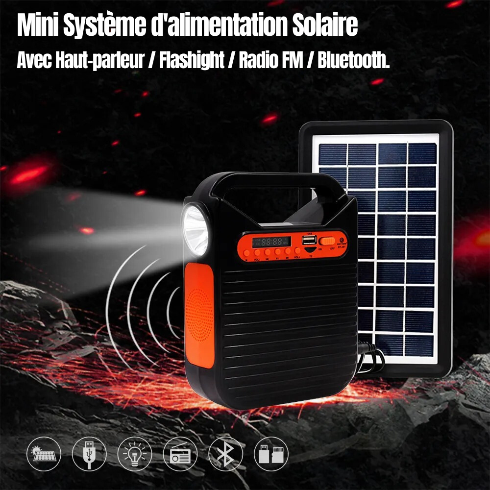 Système d′Éclairage Solaire Portable Avec Radio Bluetooth Speaker